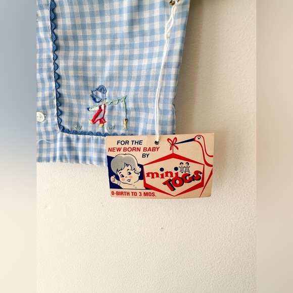 NWT- Vintage Mini Togs - Blue/White Gingham Baby Shirt - Size 0-3m - Picture 5 of 5